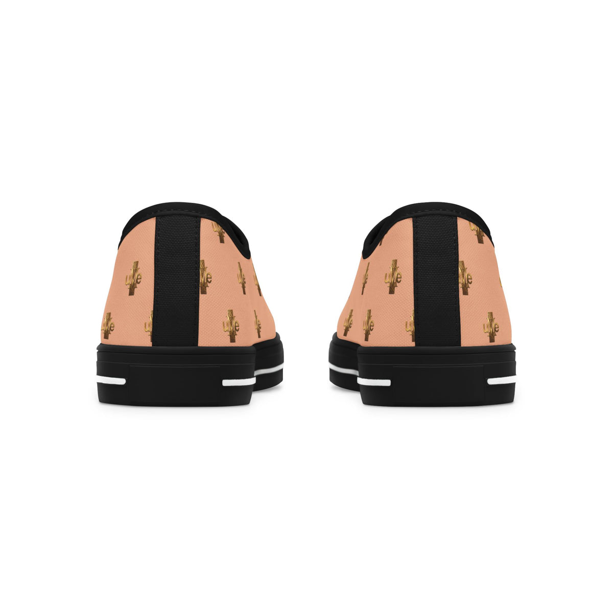 Women’s Low-Top Sneakers — Light Peach All-Over Print