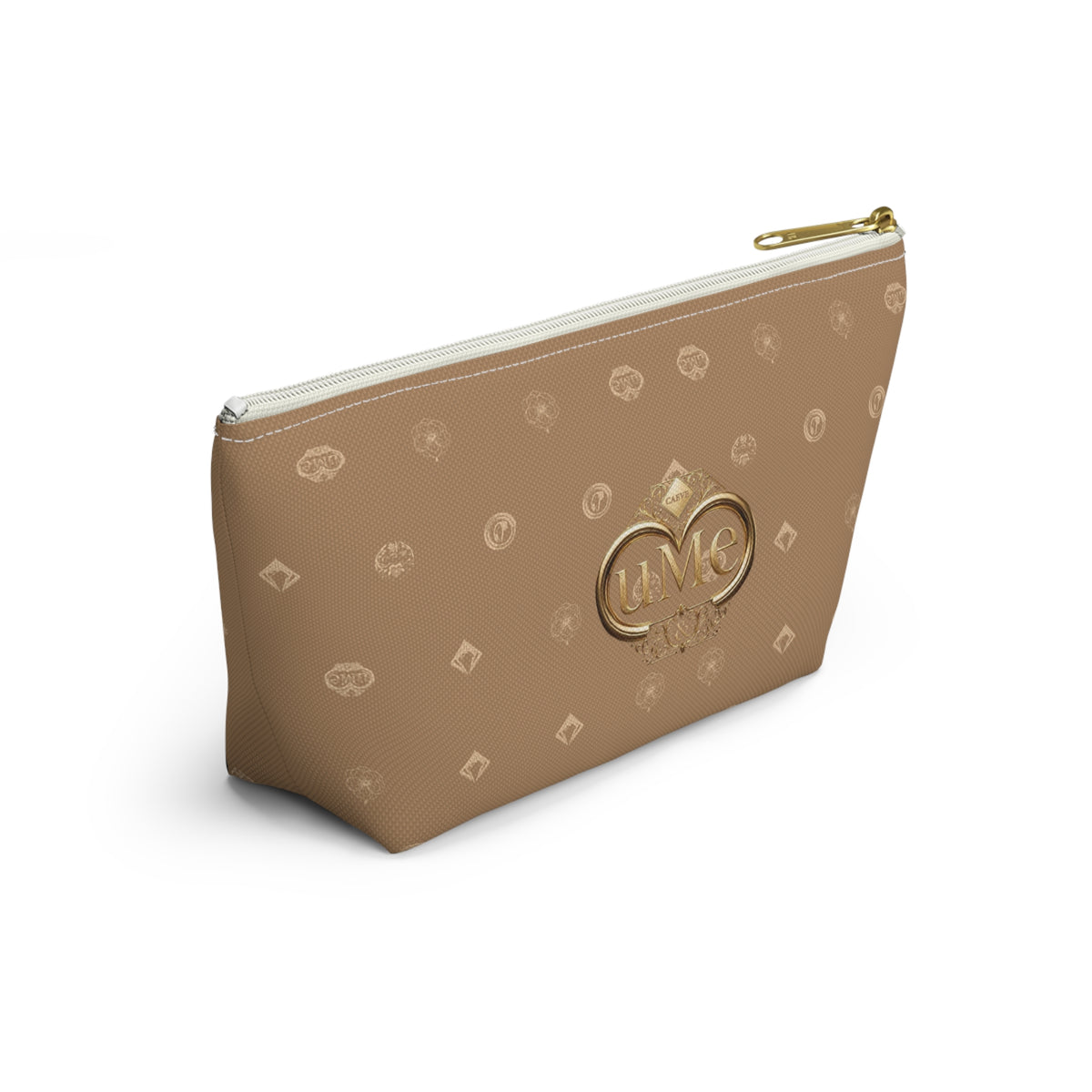 Beige Monogram Accessory Pouch β Luxury T-Bottom Makeup Bag
