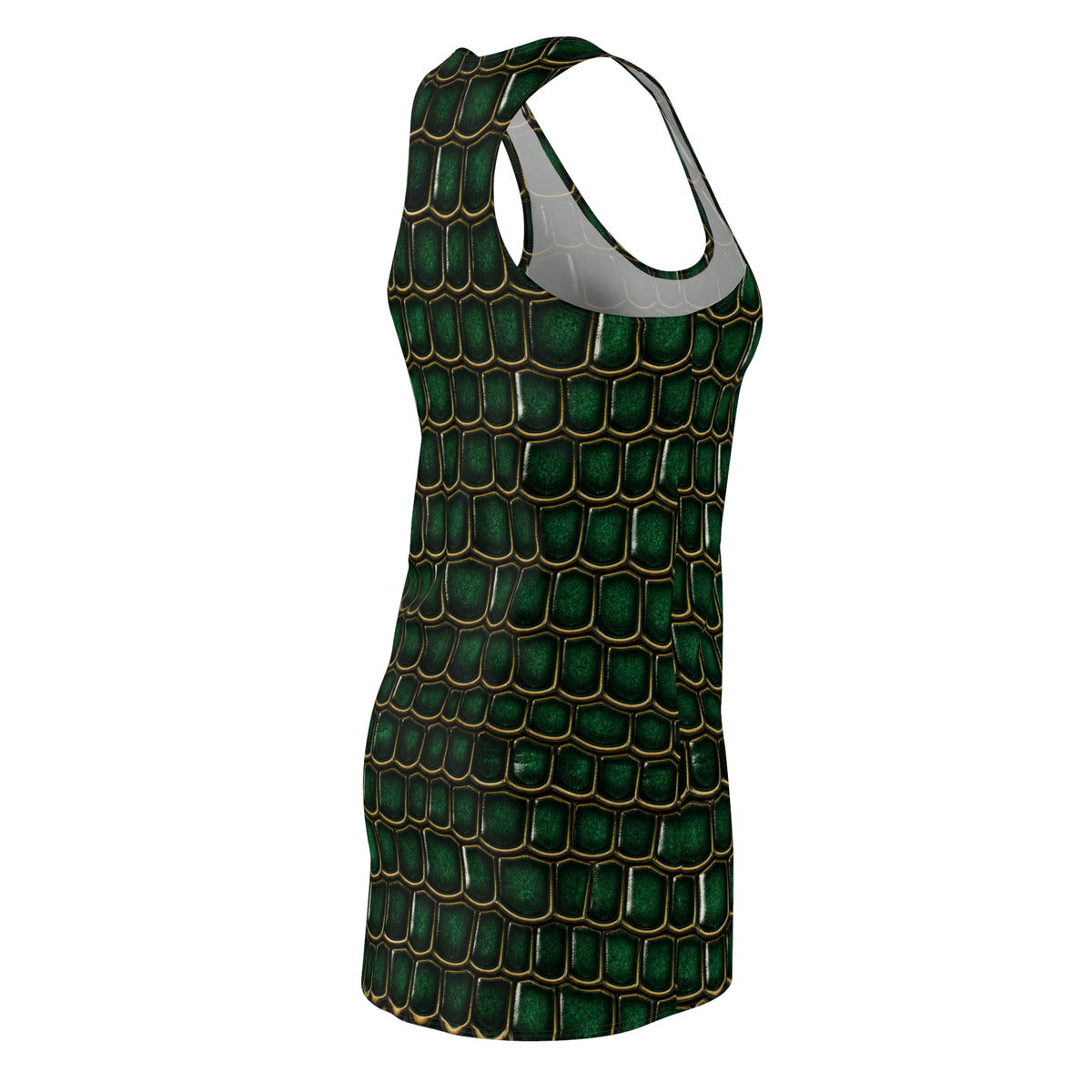 Green Scale Racerback Dress — Dragon Scale All-Over Print