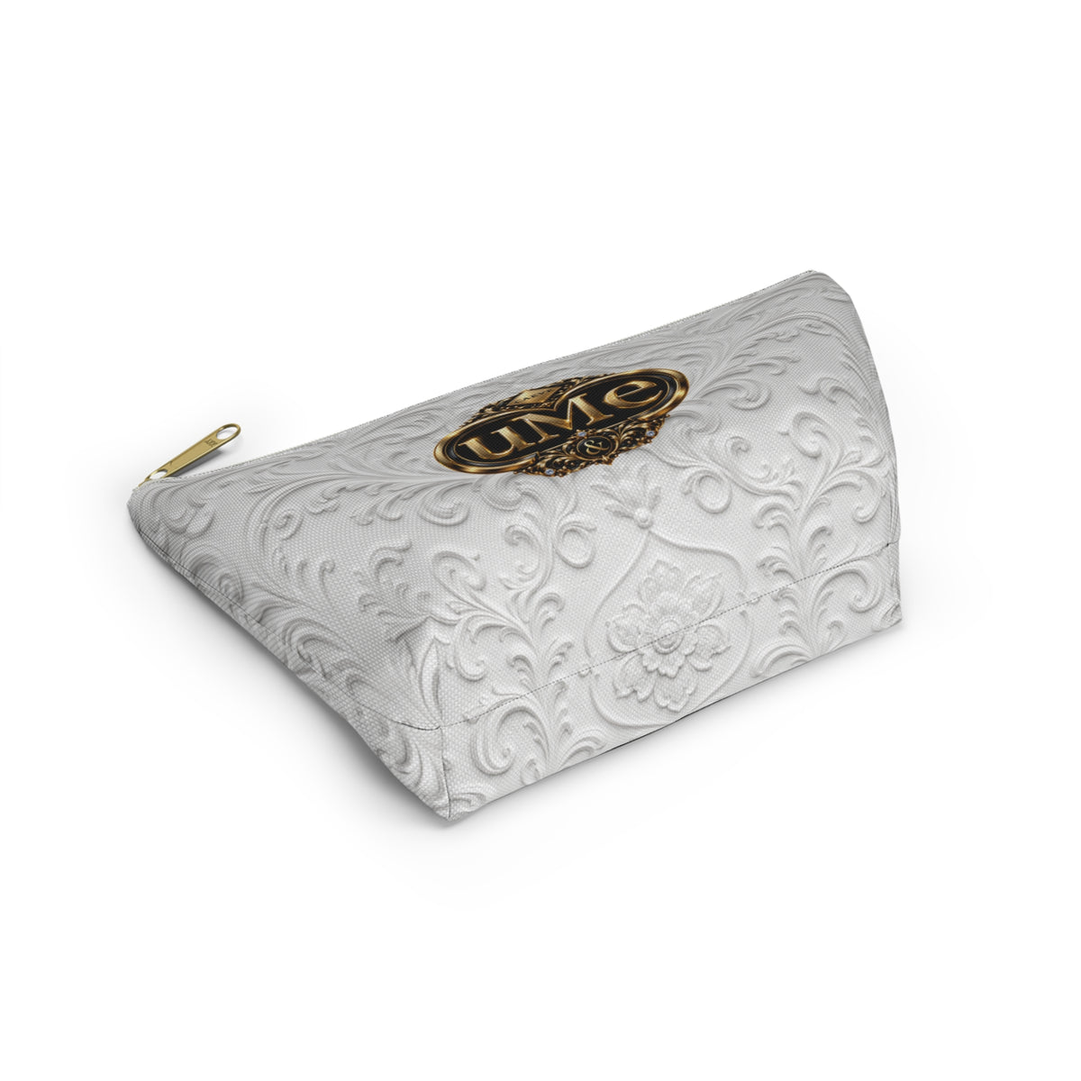 White UME Gold Crest Accessory Pouch โ All-Over Print