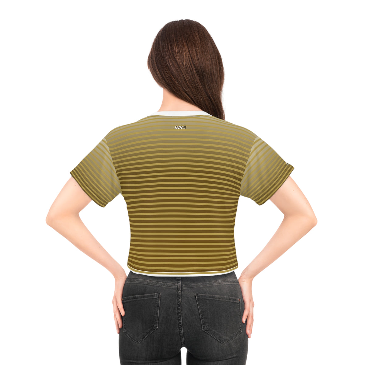 Gold Stripe Crop Tee — Metallic Horizontal Striped Crop Top