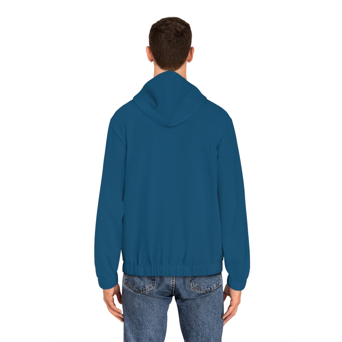 Men’s FFiGG Full-Zip Hoodie — Deep Blue Racing Stripe All-Over Print