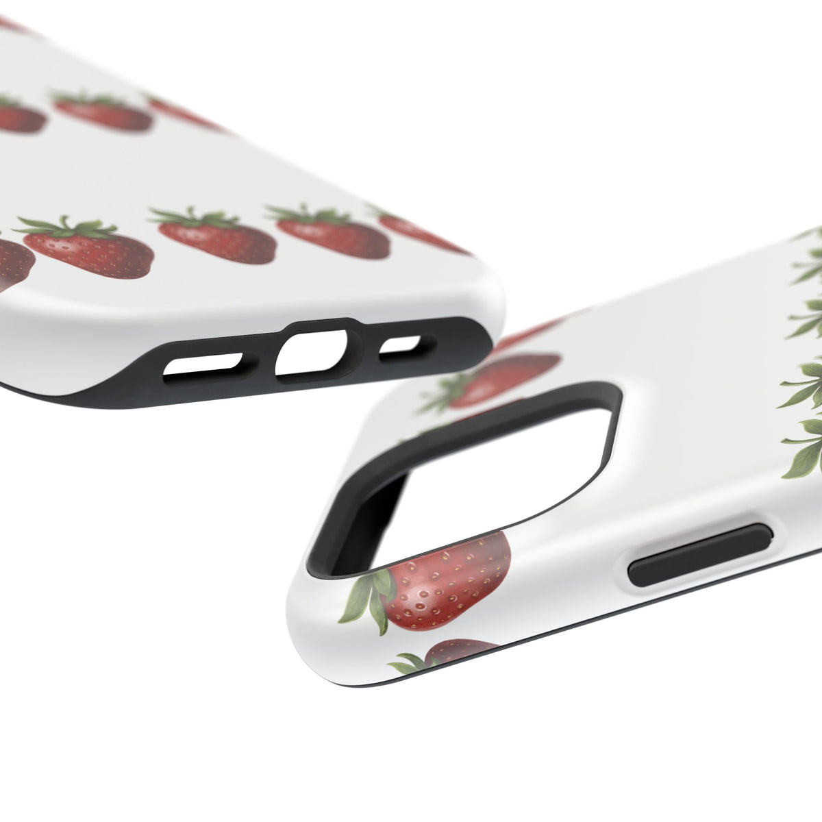 Strawberry Row Phone Case — White MagSafe Magnetic Impact-Resistant Cover