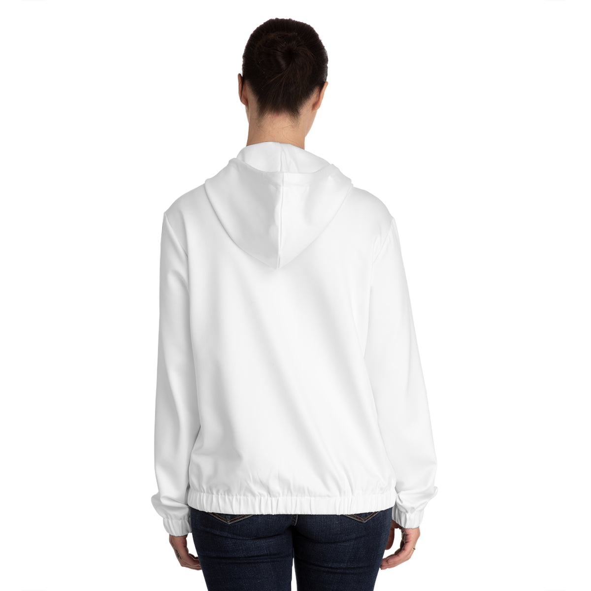 Women’s FFiGG Full-Zip Hoodie — White Blue-Stripe All-Over Print