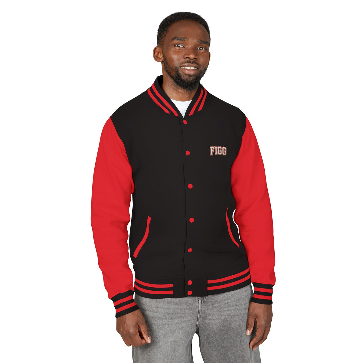FIGG Letterman Jacket — Burgundy, Black, Navy & Bright Colors