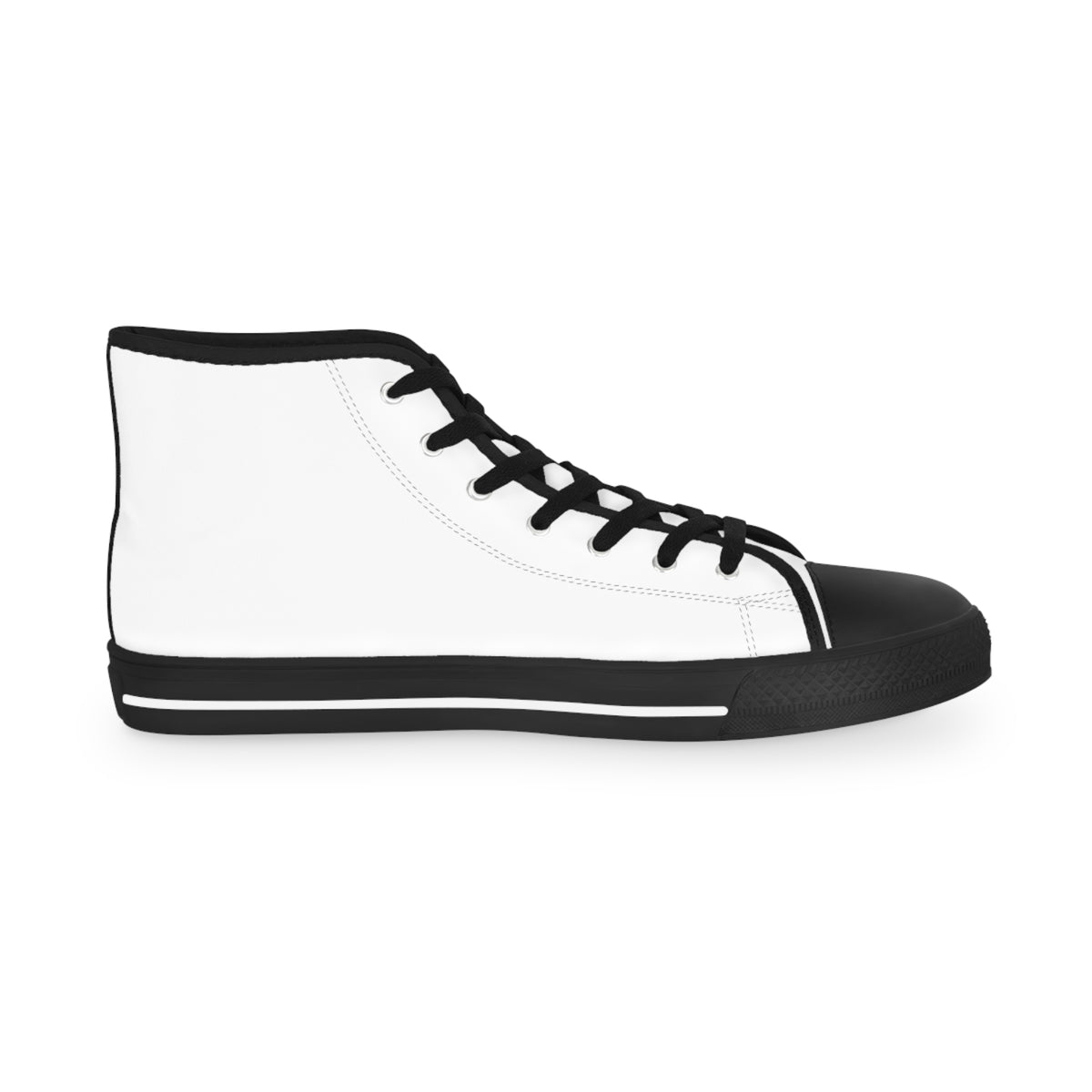 Minimal Striped High-Top Sneakers — Men's White Canvas Casual Shoes