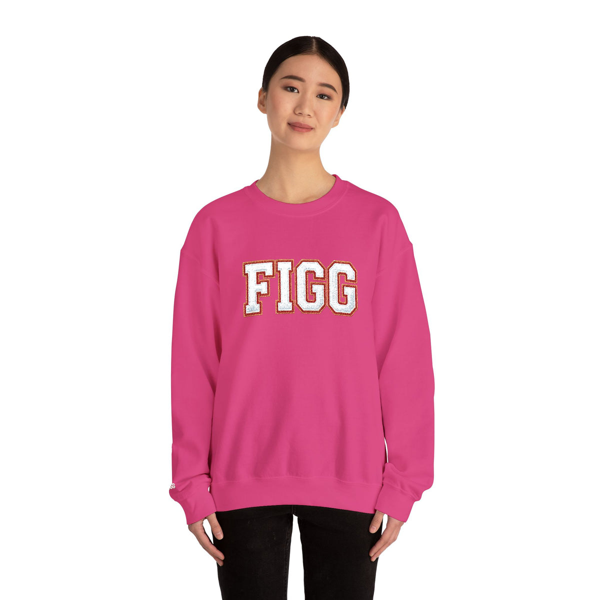 FFiGG Embroidered Collegiate Crewneck — Sport Grey, Black & More Colors