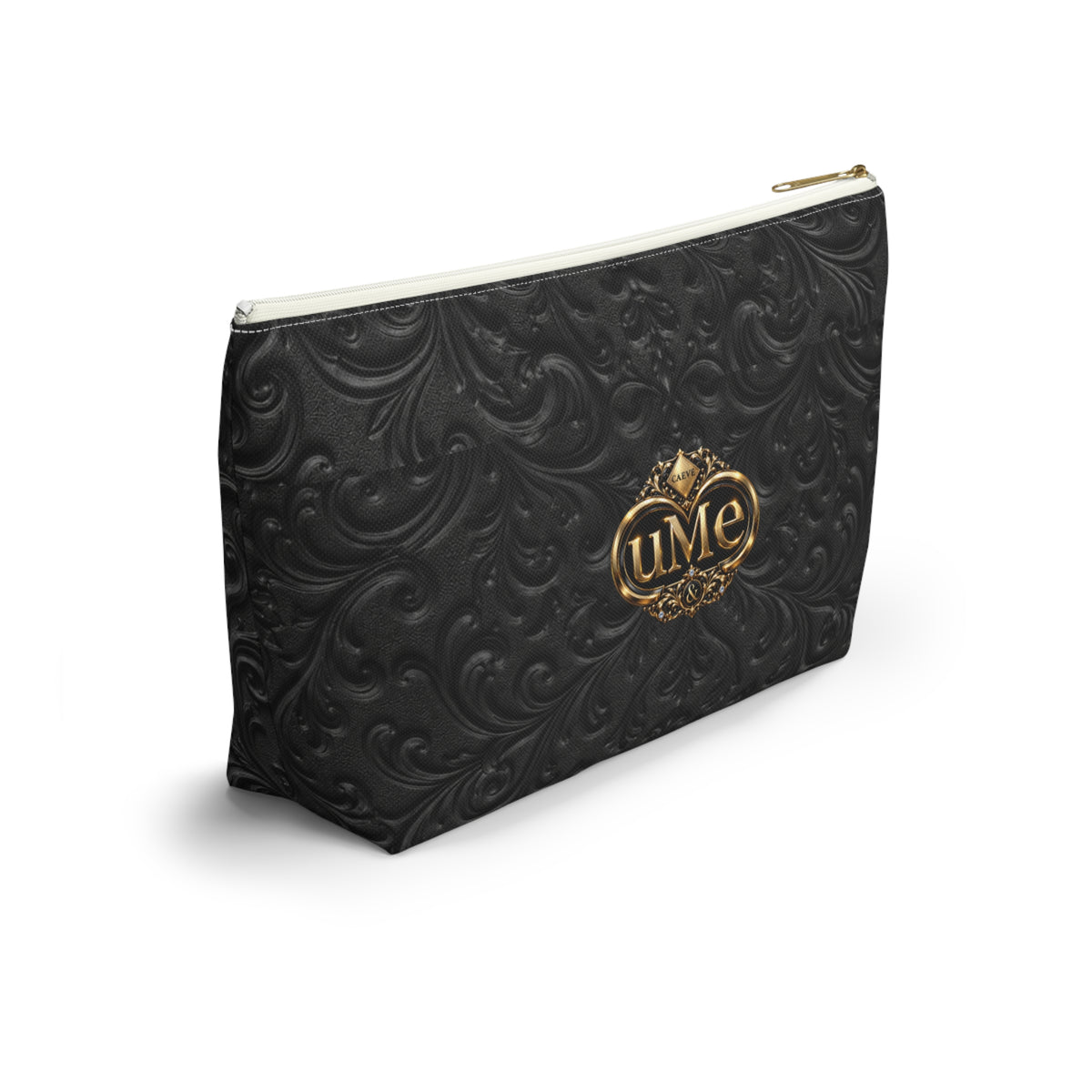 Black UME Gold Crest Accessory Pouch โ All-Over Print