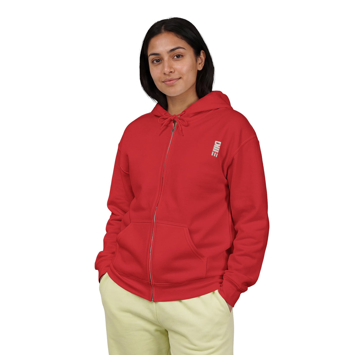 Full-Zip Midweight Hoodie — Multi-Color Minimal Graphic