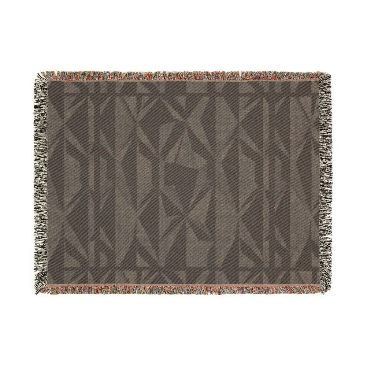 Geometric Deer Woven Blanket — Rustic Woodland Throw for Cabin, Camp, Outdoors