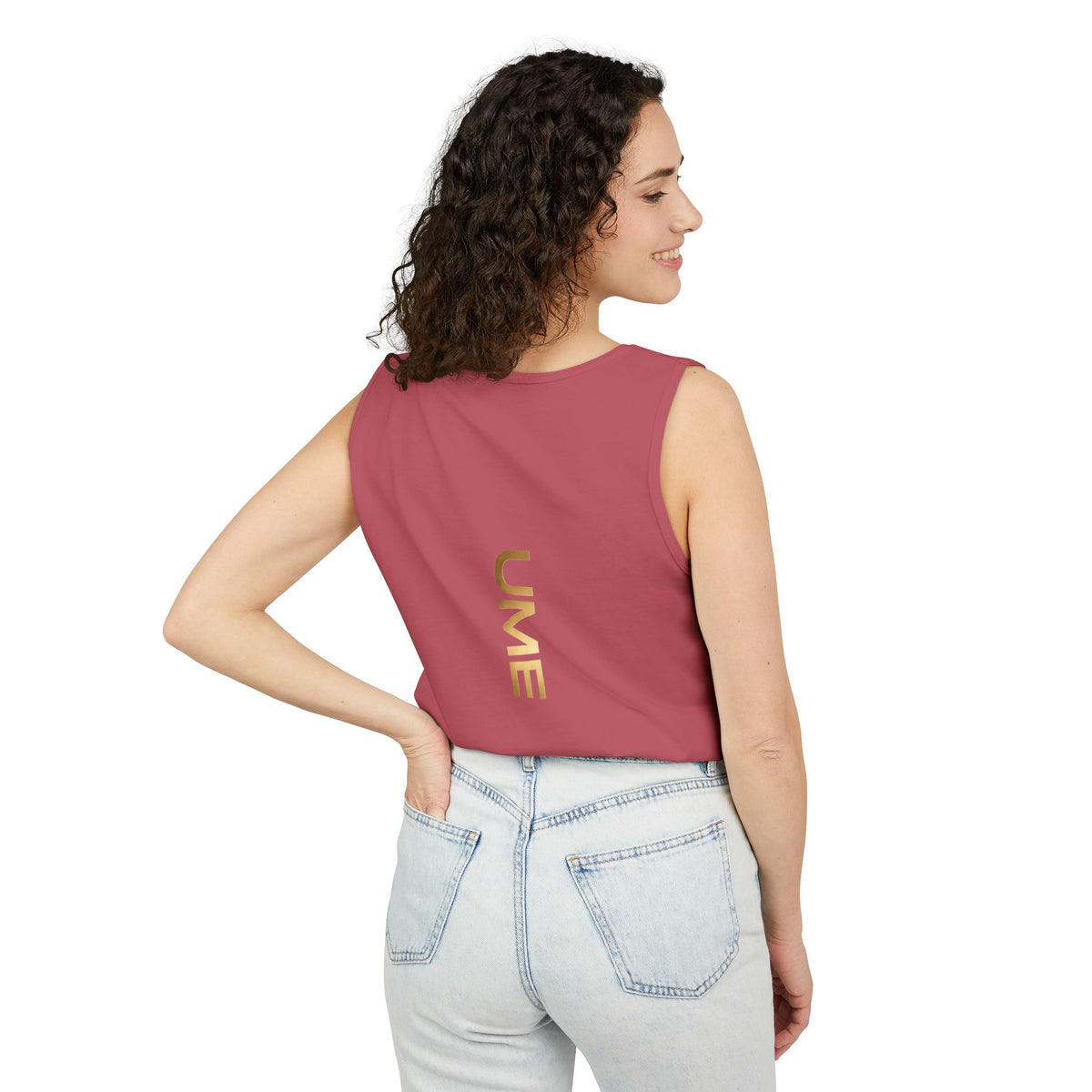 UME Gold Vertical Logo Tank Top – Garment-Dyed Unisex Muscle Tee