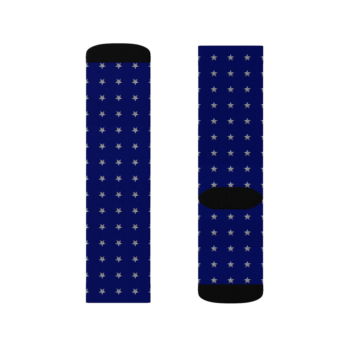 Starry Navy Sublimation Socks — Patterned Crew Socks