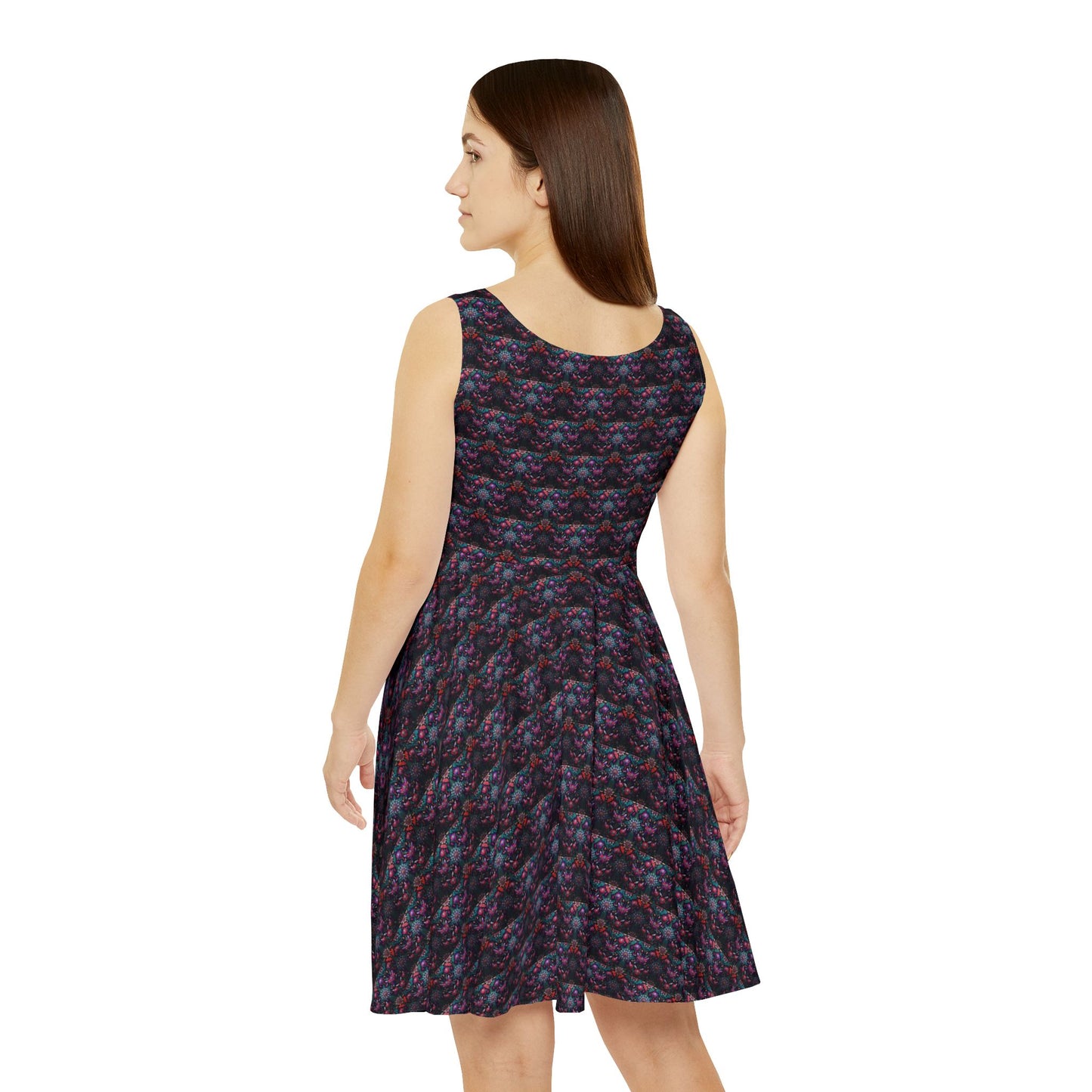 Women's Skater Dress – Dark Abstract Floral All-Over Print