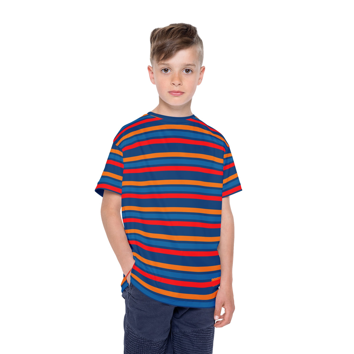 Copy of Kids Striped Sport Jersey — Colorful Rainbow AOP Tee