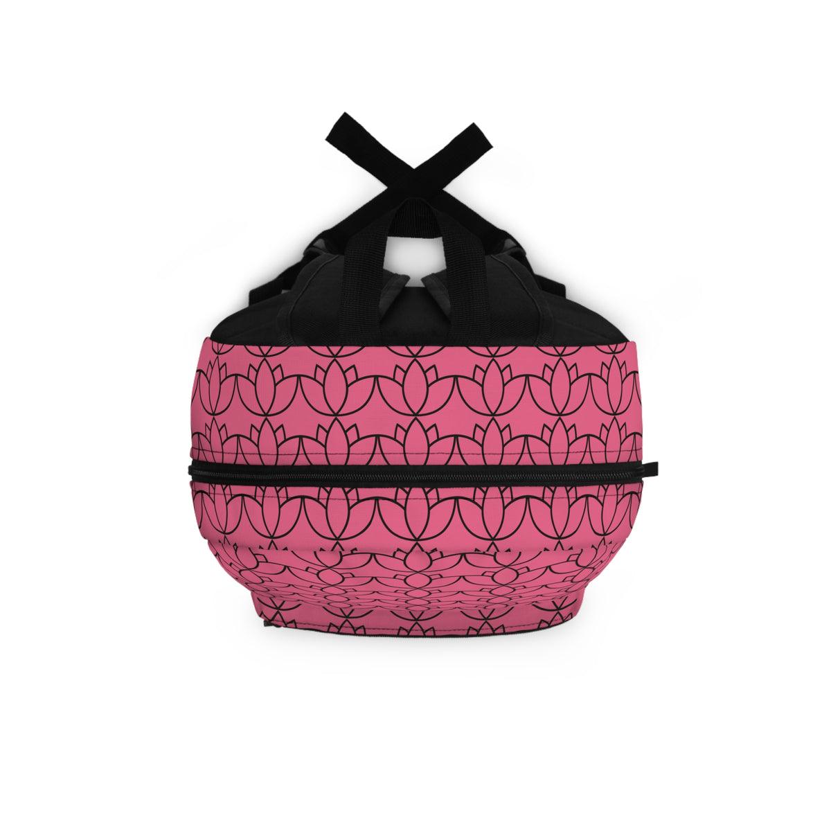 Pink Floral Geometric Backpack — Patterned Lotus-Style School & Everyday Bag