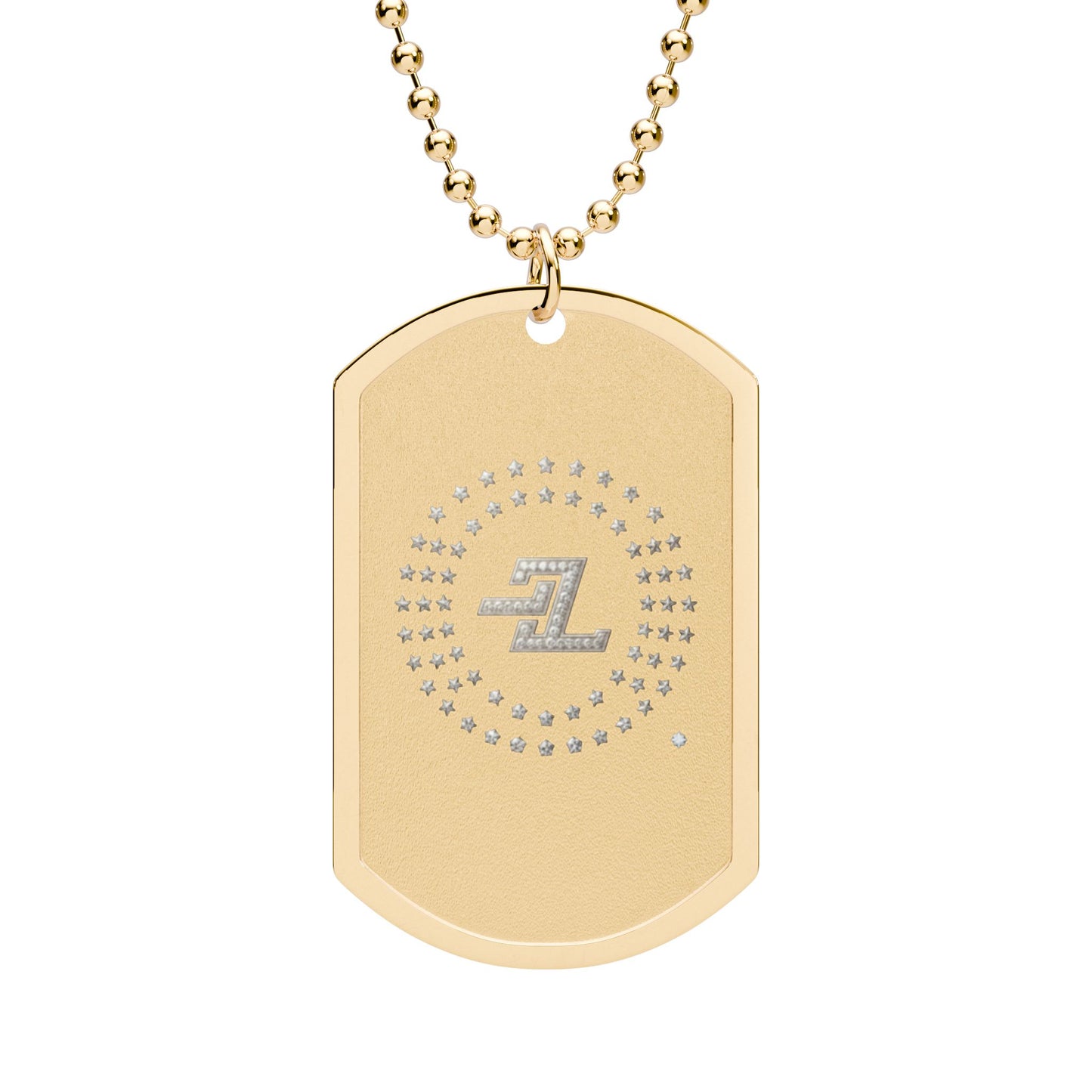 Engraved Dot Circle Dog Tag Necklace — Gold or Silver Military Pendant