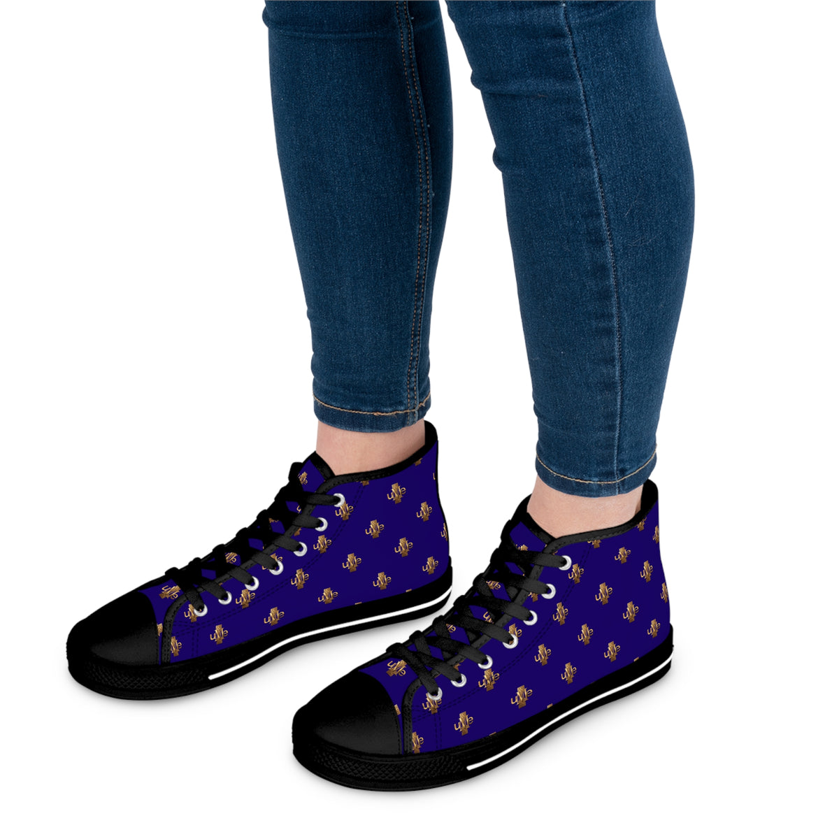 Women’s High-Top Sneakers — Midnight Navy All-Over Print