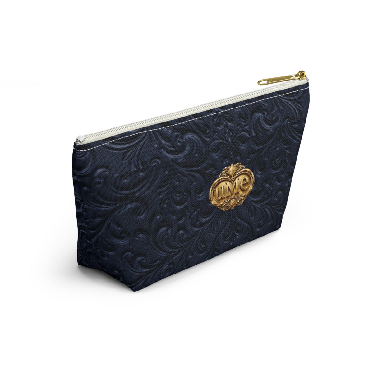 Navy UME Gold Crest Accessory Pouch โ All-Over Print