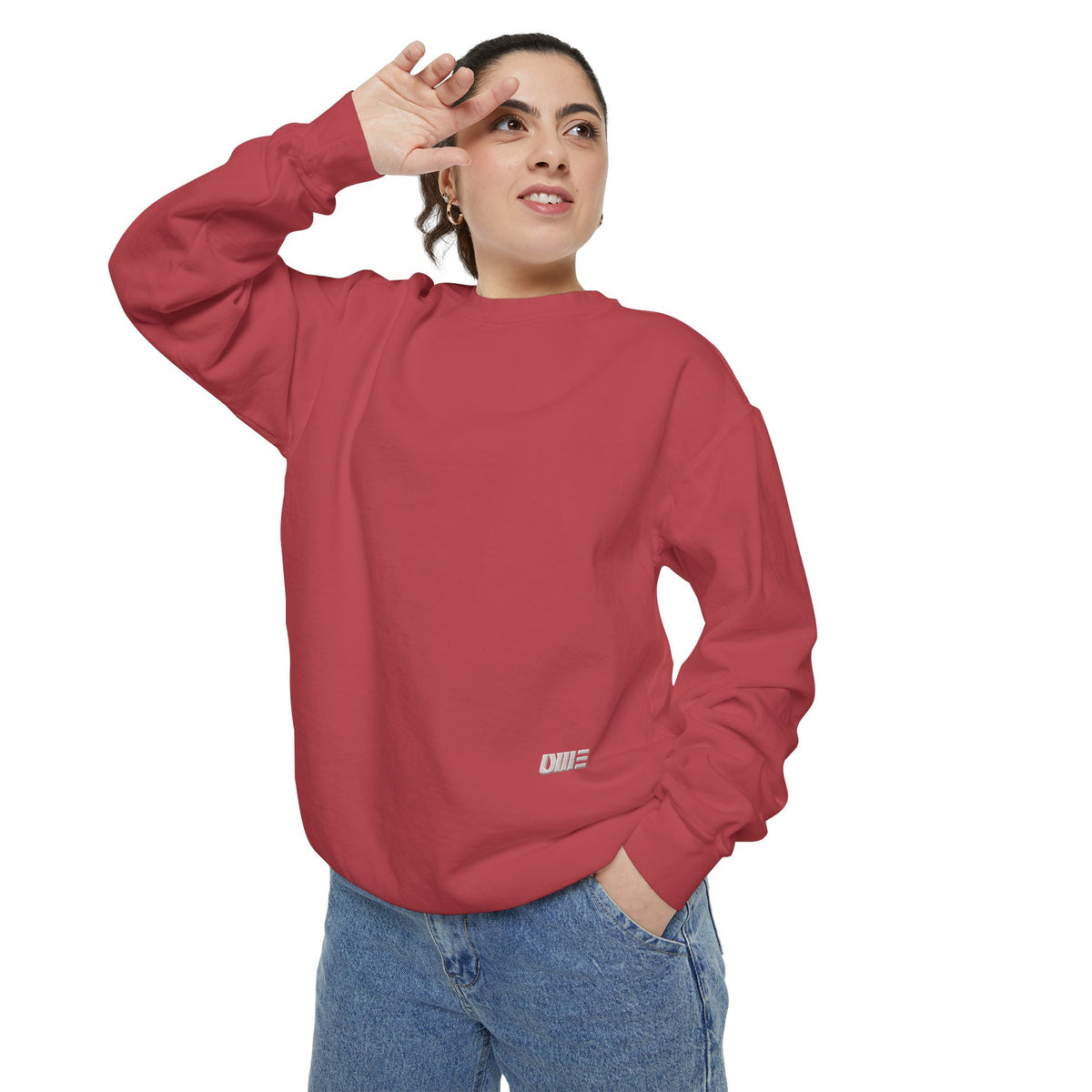 Garment-Dyed Crewneck Sweatshirt — Multi-Color Minimal Graphic