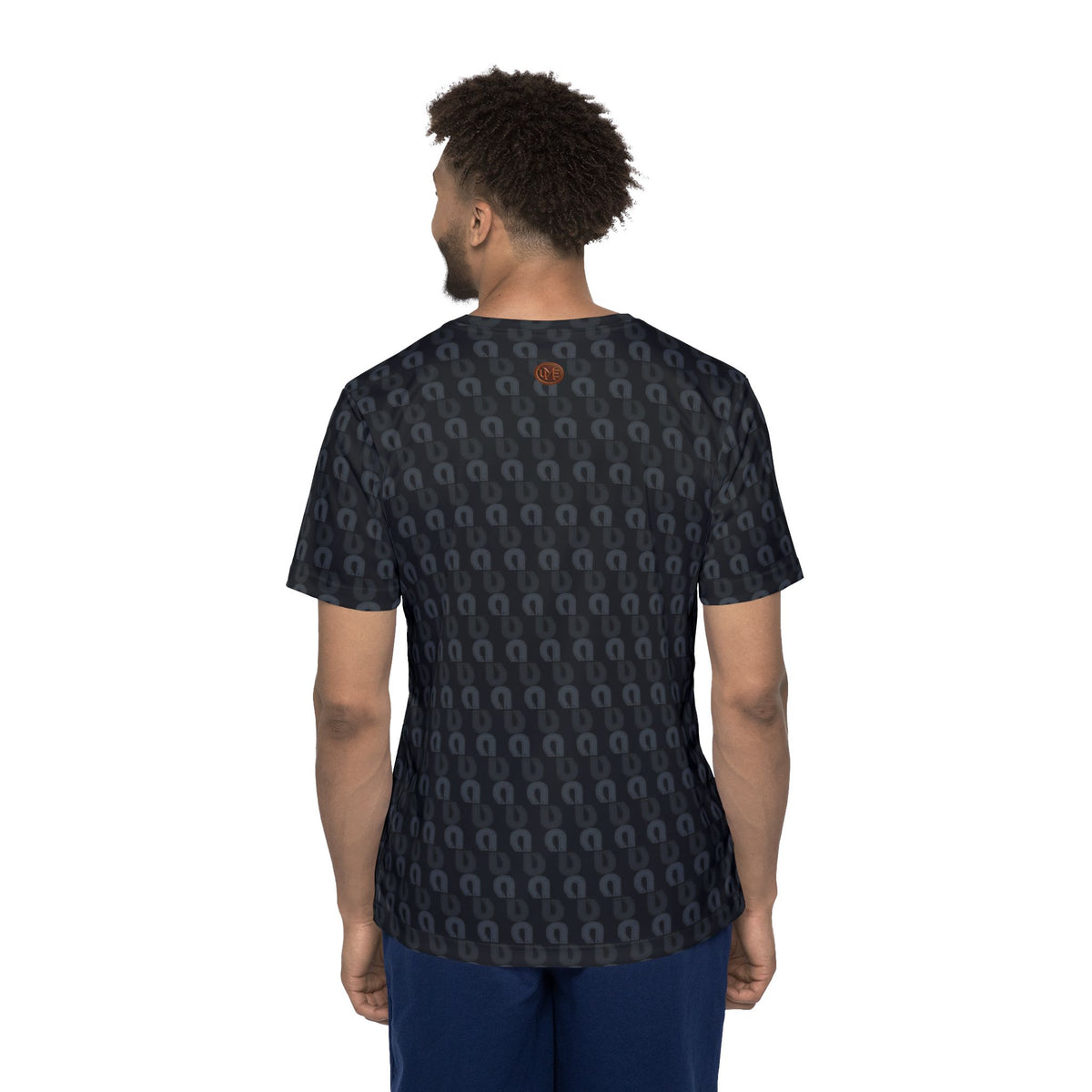 Men’s Sports Jersey — Black Horseshoe Pattern All-Over Print