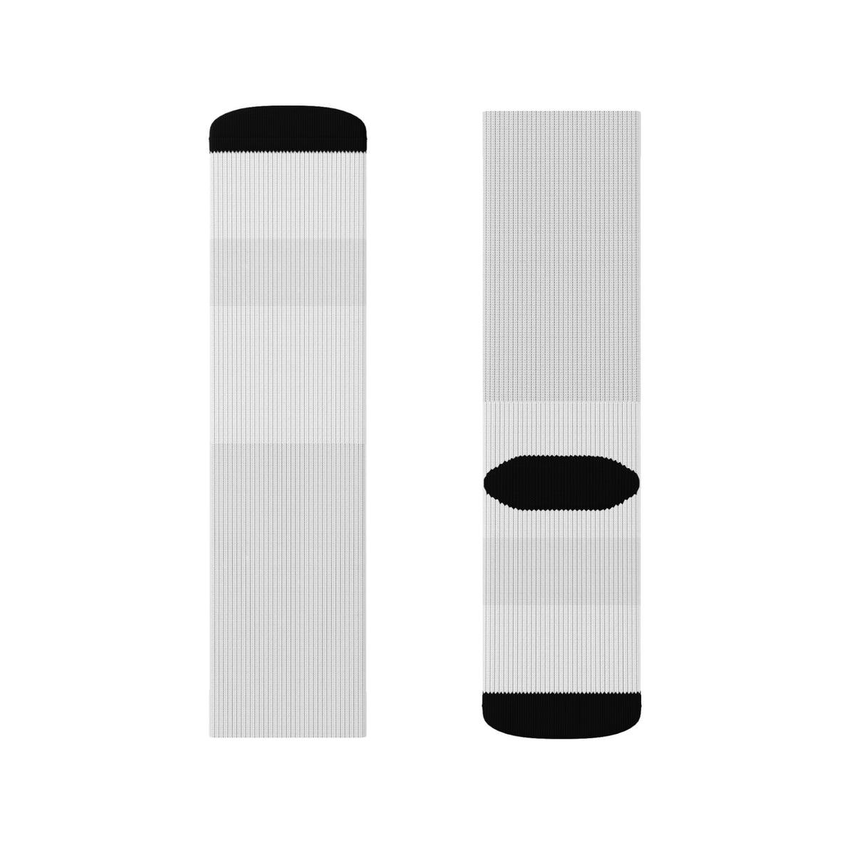 White Sublimation Crew Socks – Black Heel & Toe