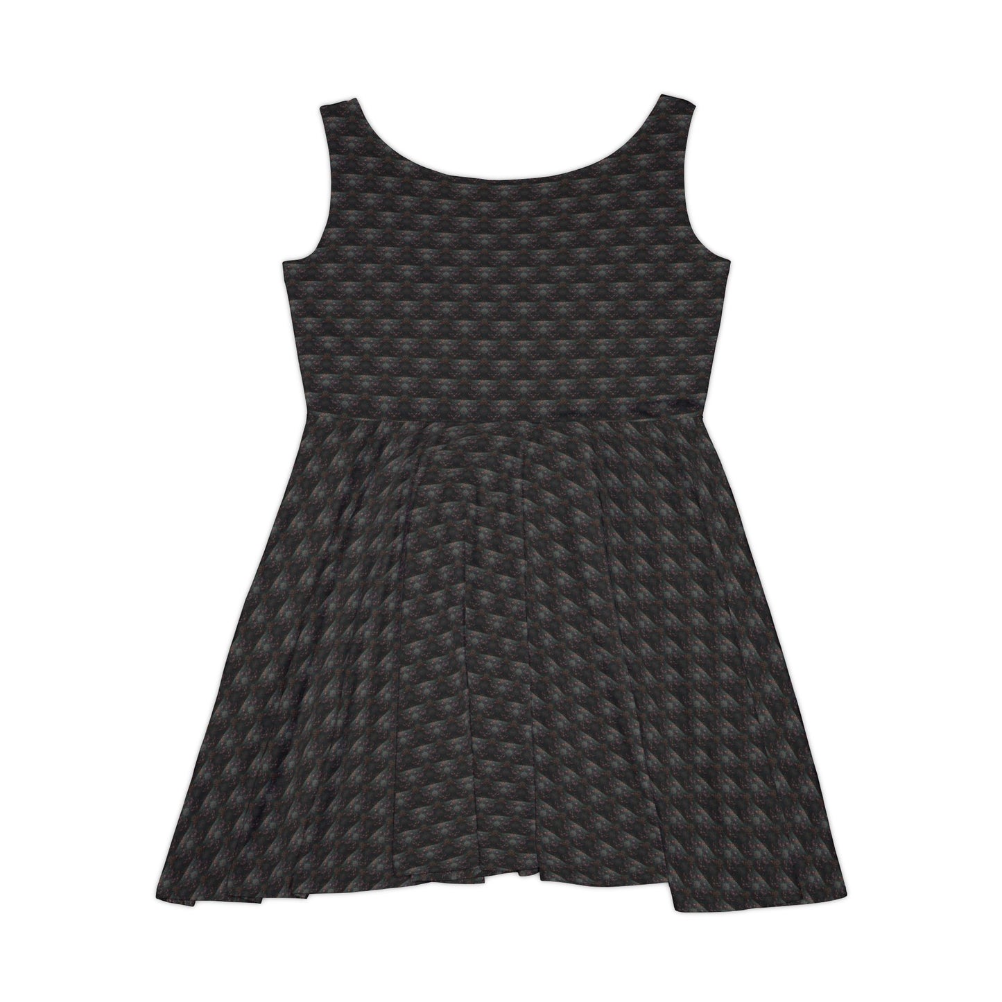 Black Textured Pattern Skater Dress — Women's Casual A-Line Summer Dress