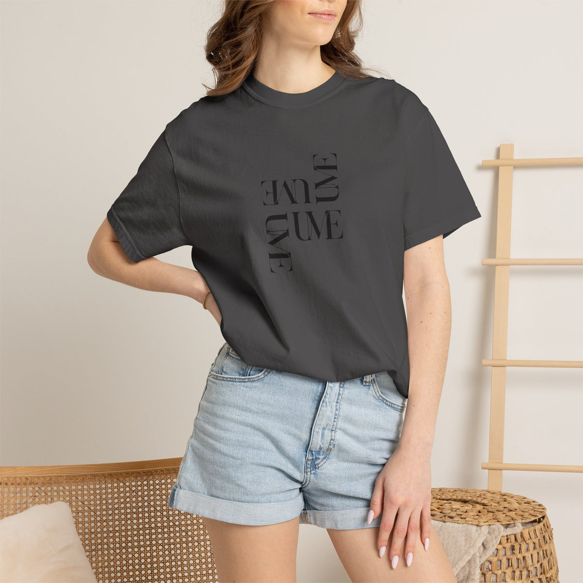 UME Typography Garment-Dyed T-Shirt — White, Ivory & More Colors