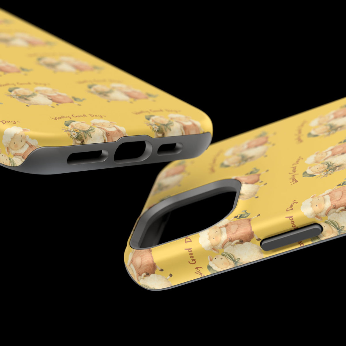 "Woolly Good Day" Phone Case — Yellow Sheep Pattern Magnetic Impact-Resistant Cover