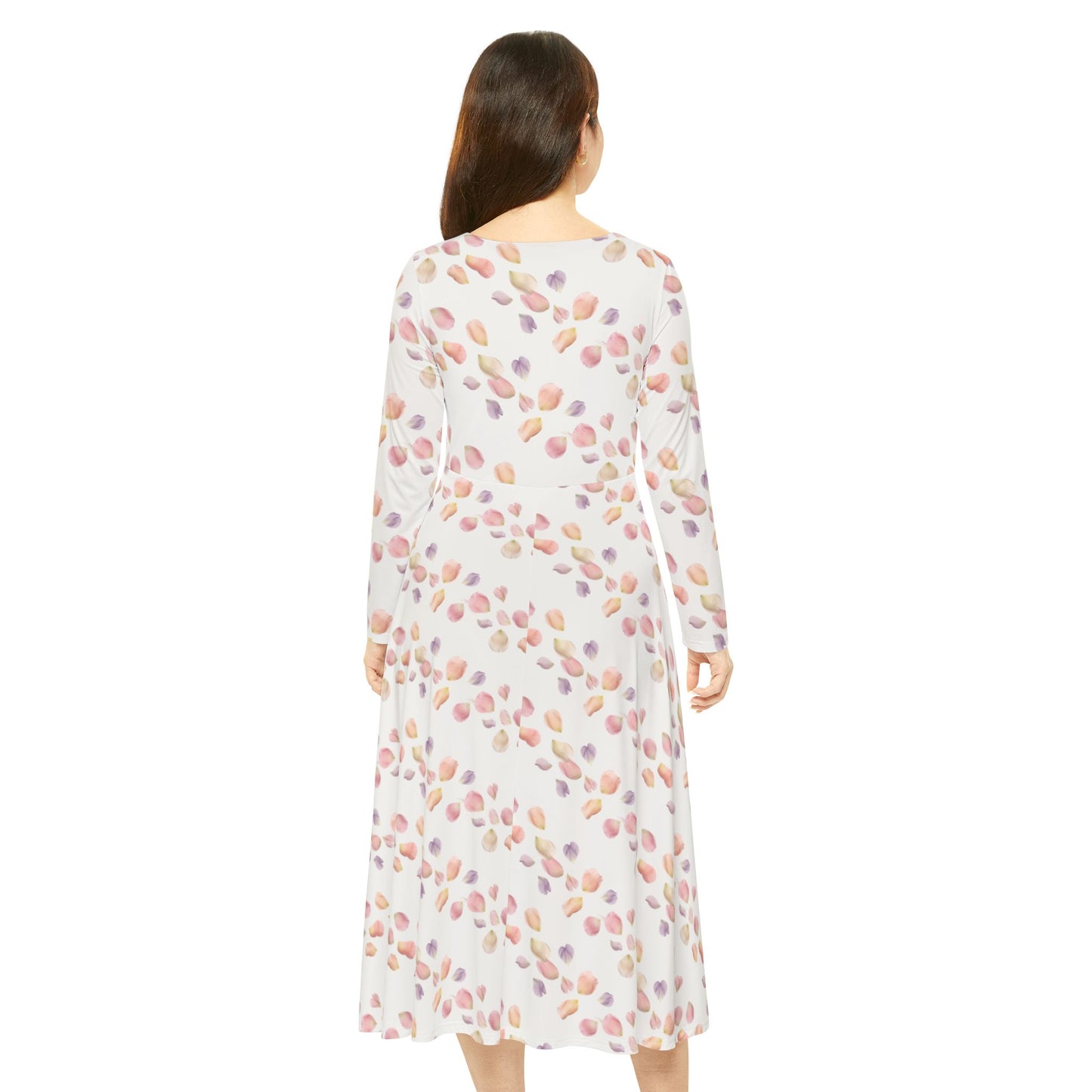 Floral Petal Long Sleeve Dance Dress – Pastel All-Over Print