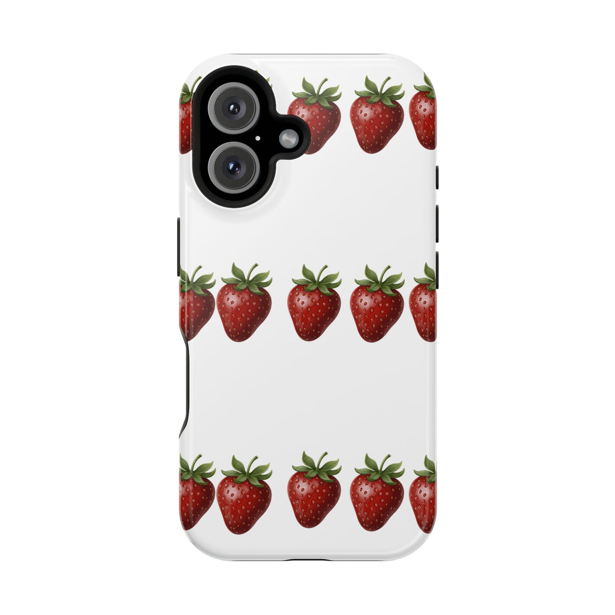 Strawberry Row Phone Case — White MagSafe Magnetic Impact-Resistant Cover