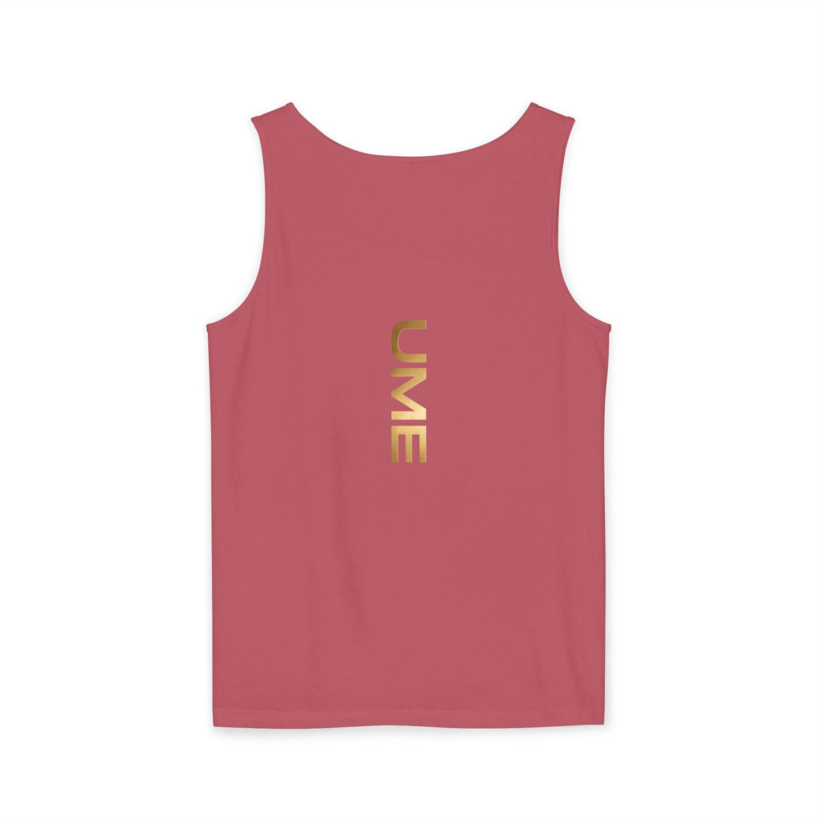 UME Gold Vertical Logo Tank Top – Garment-Dyed Unisex Muscle Tee