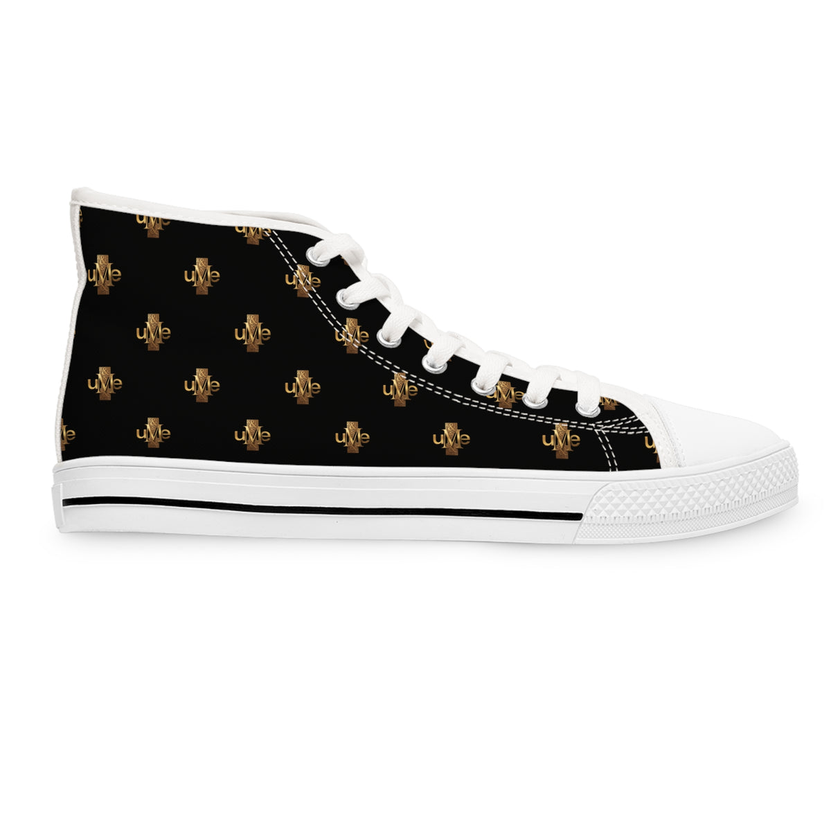 Women’s High-Top Sneakers — Black All-Over Print
