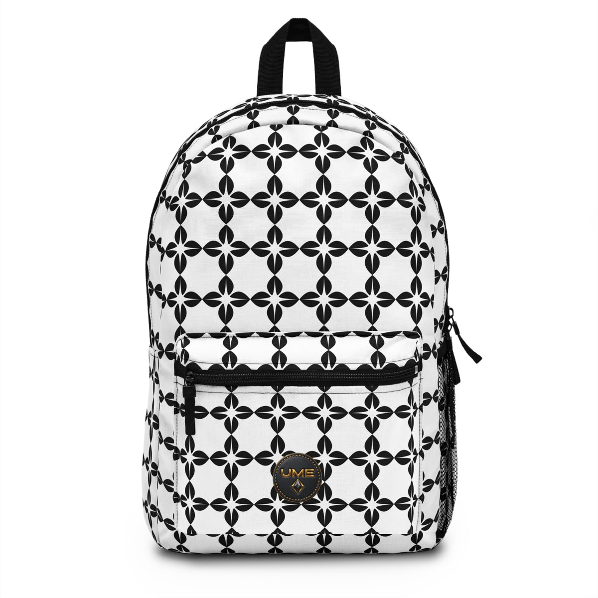 Monochrome Tile Pattern Backpack – Black & White Geometric School Bag