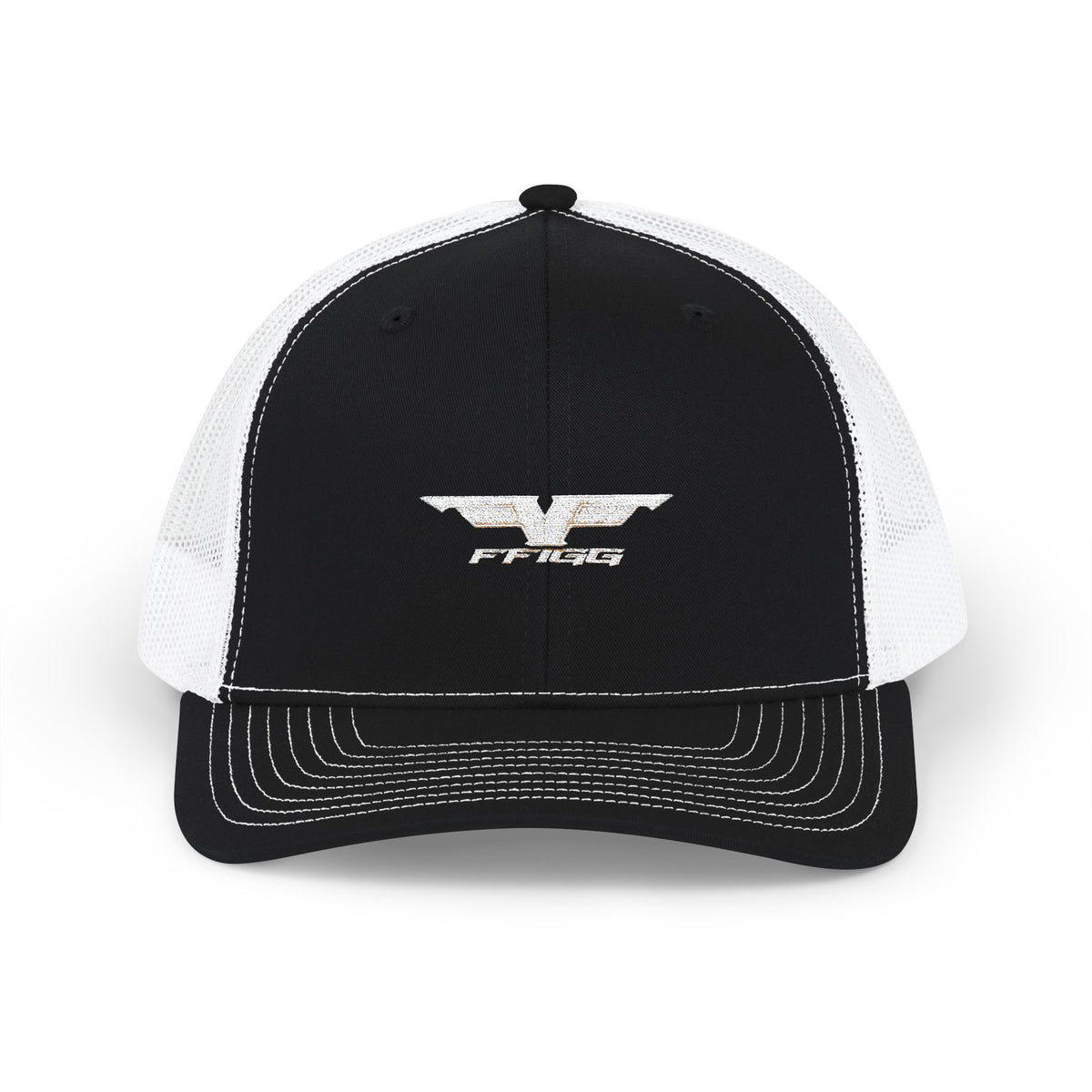 FFiGG Embroidered Snapback Trucker Cap — Black, Grey & Loden