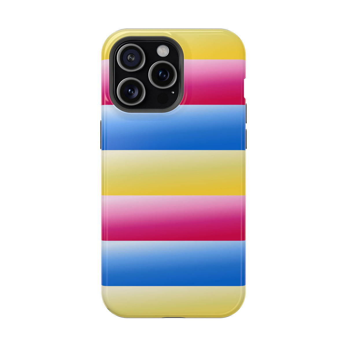 Striped Magnetic Impact-Resistant Phone Case — Colorful Pink Blue Yellow Protection