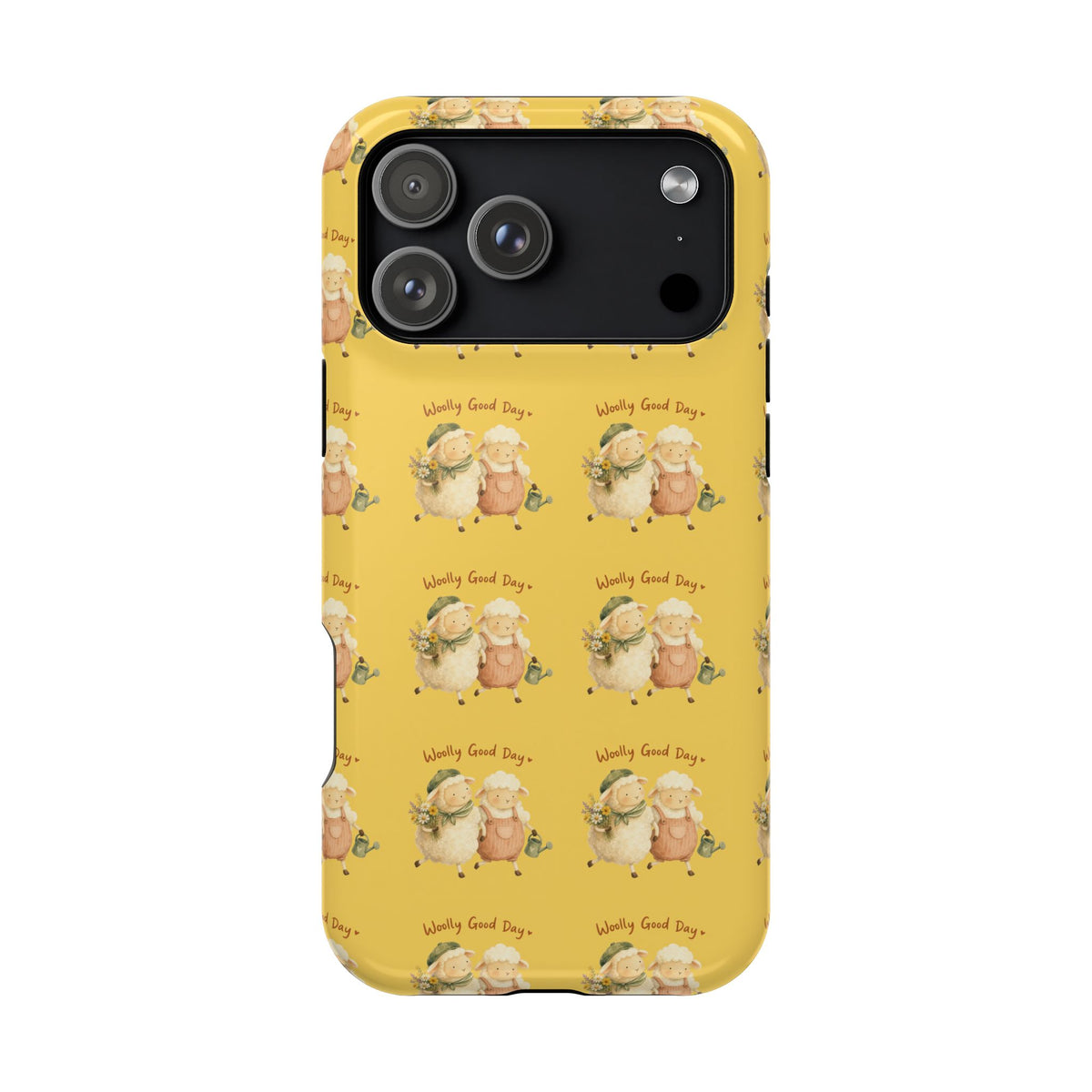 "Woolly Good Day" Phone Case — Yellow Sheep Pattern Magnetic Impact-Resistant Cover