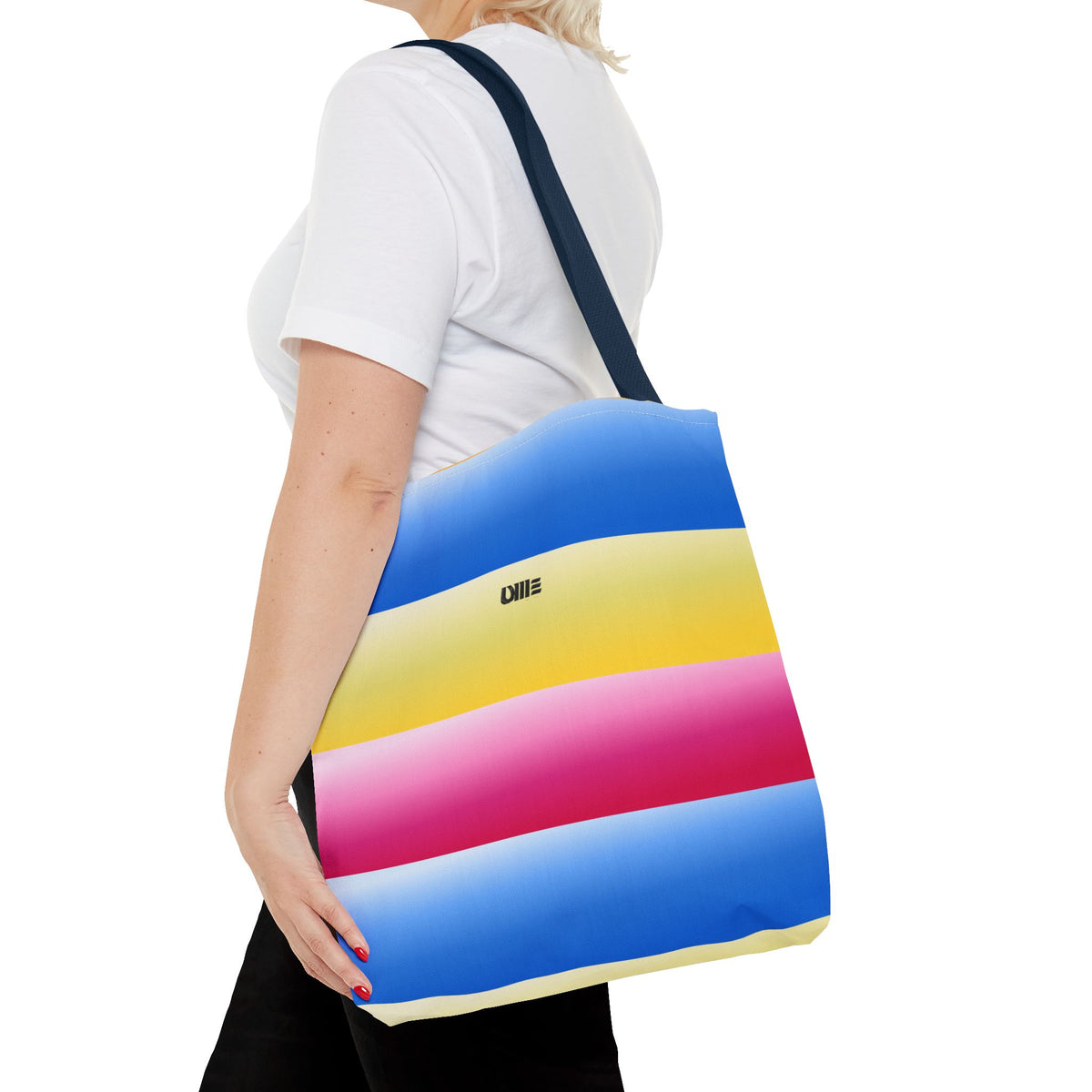 Colorful Pride Stripes Tote Bag – Pastel Blue, Yellow & Pink AOP