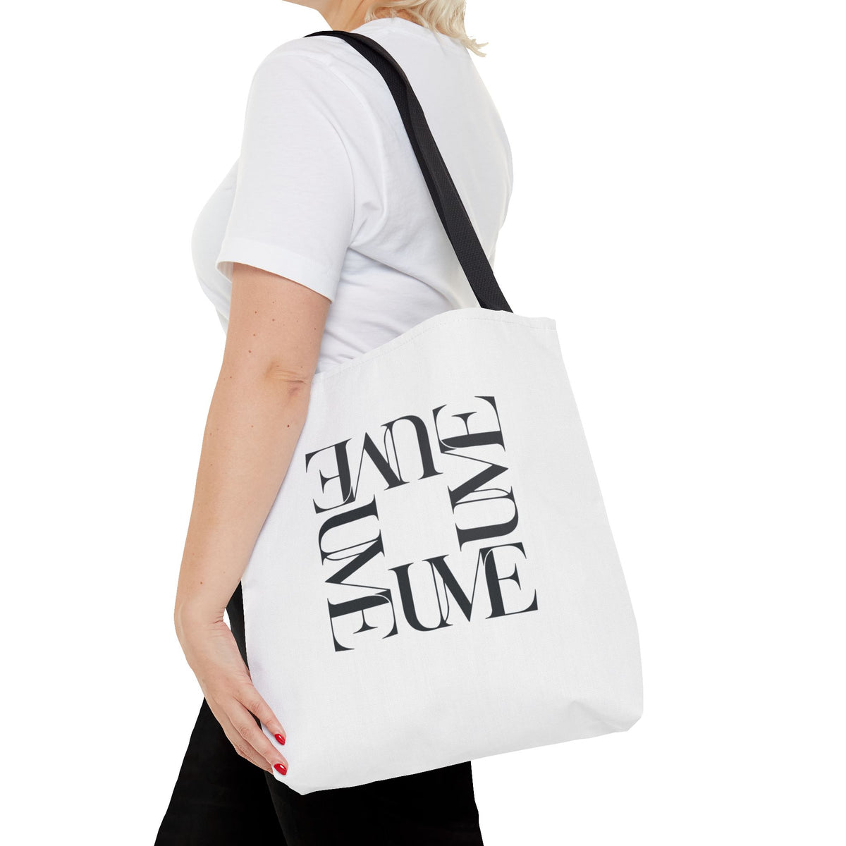 UME Square Typography Tote Bag — White