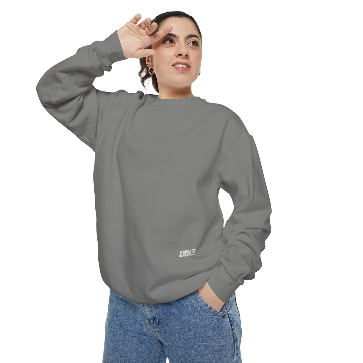 Garment-Dyed Crewneck Sweatshirt — Multi-Color Minimal Graphic
