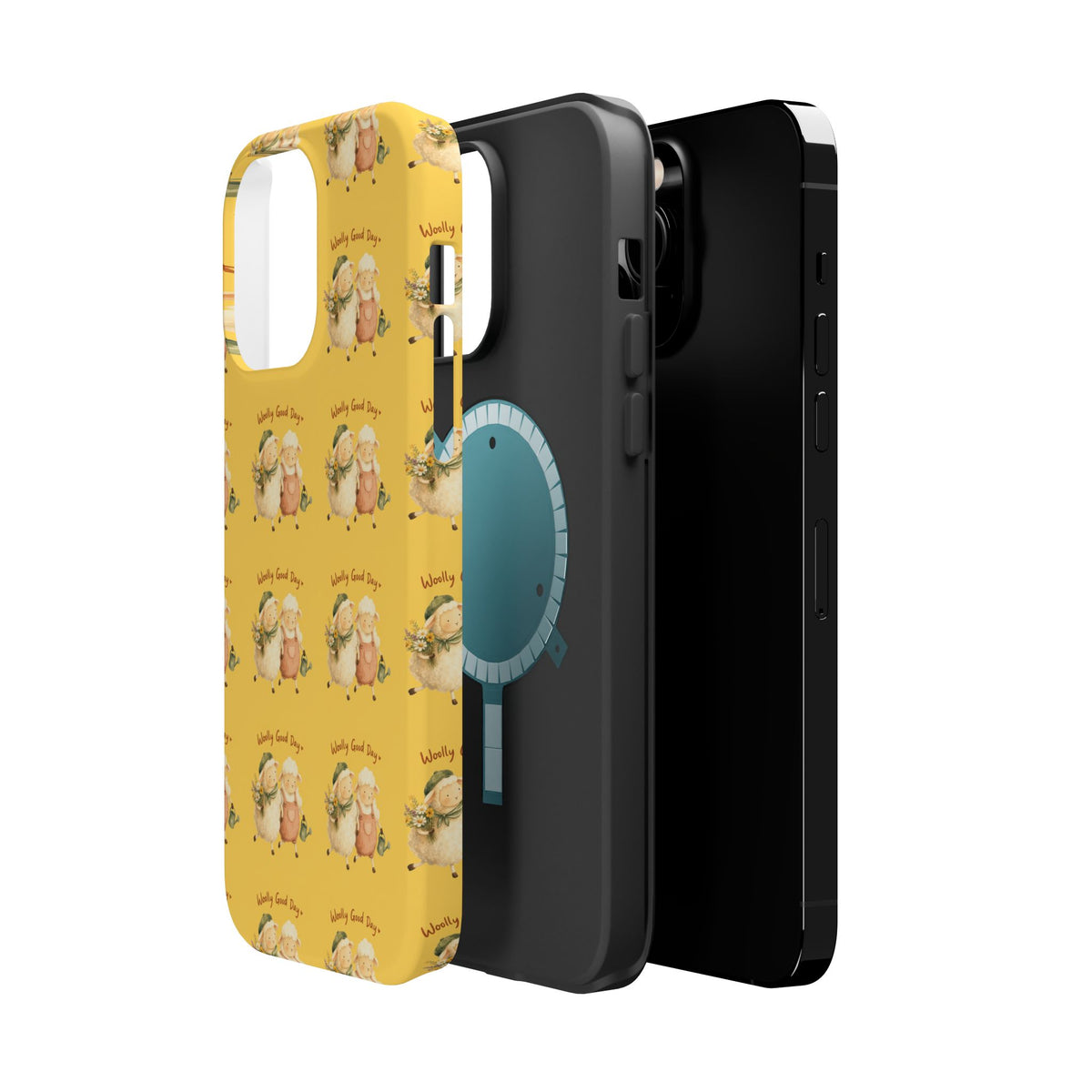 "Woolly Good Day" Phone Case — Yellow Sheep Pattern Magnetic Impact-Resistant Cover