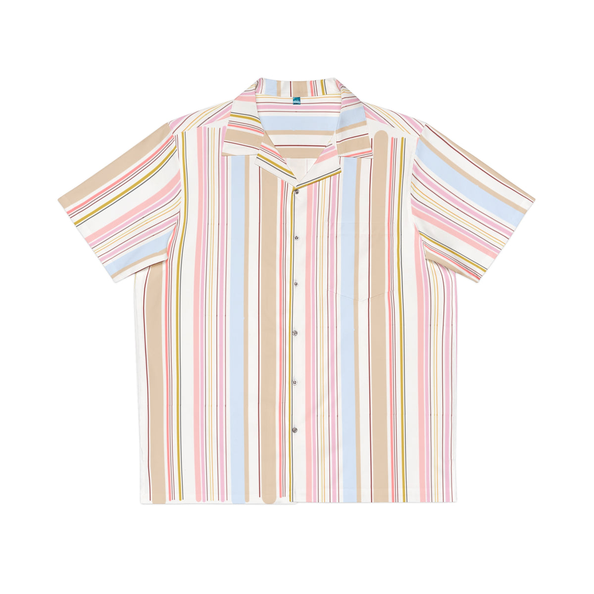 Pastel Stripe Hawaiian Camp Shirt — Men's All-Over Print Vacation Shirt
