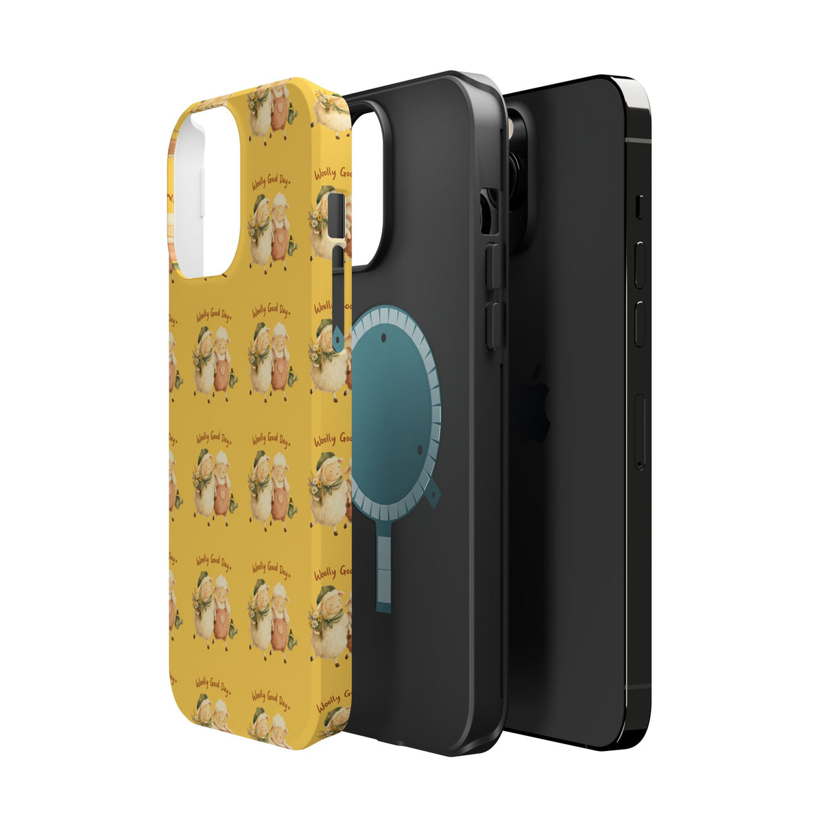"Woolly Good Day" Phone Case — Yellow Sheep Pattern Magnetic Impact-Resistant Cover