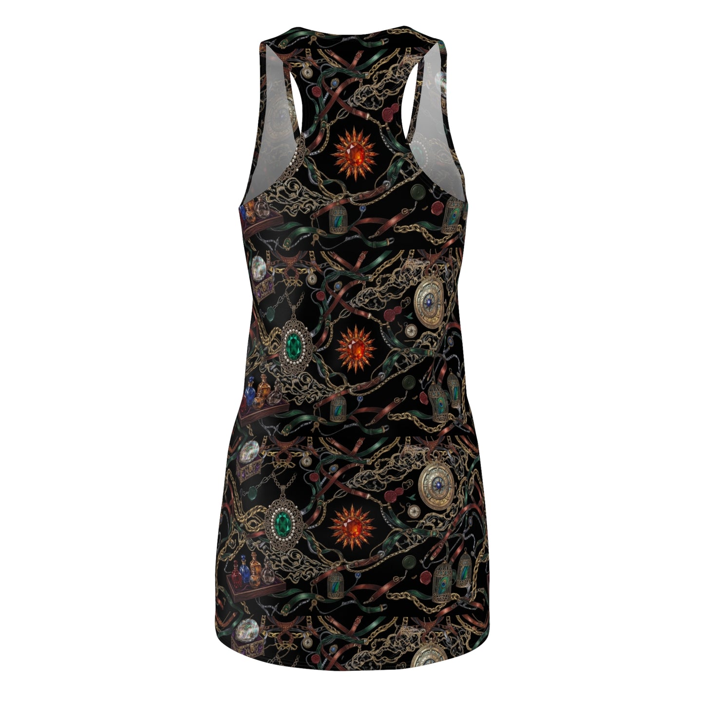 Racerback Dress — Bohemian Jewel & Chain All-Over Print