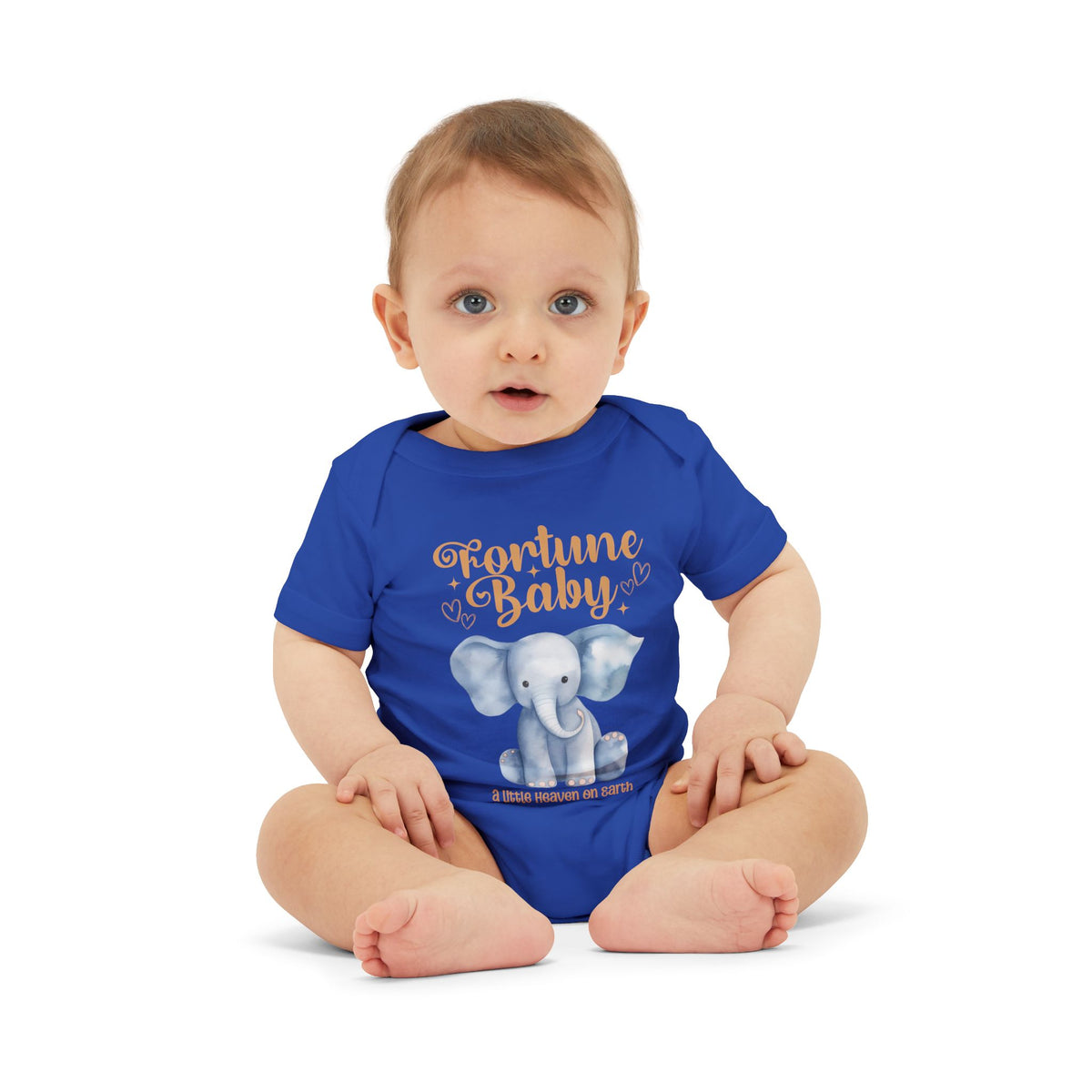 Fortune Baby Elephant Infant Onesie — Cute Blue Elephant Baby Bodysuit