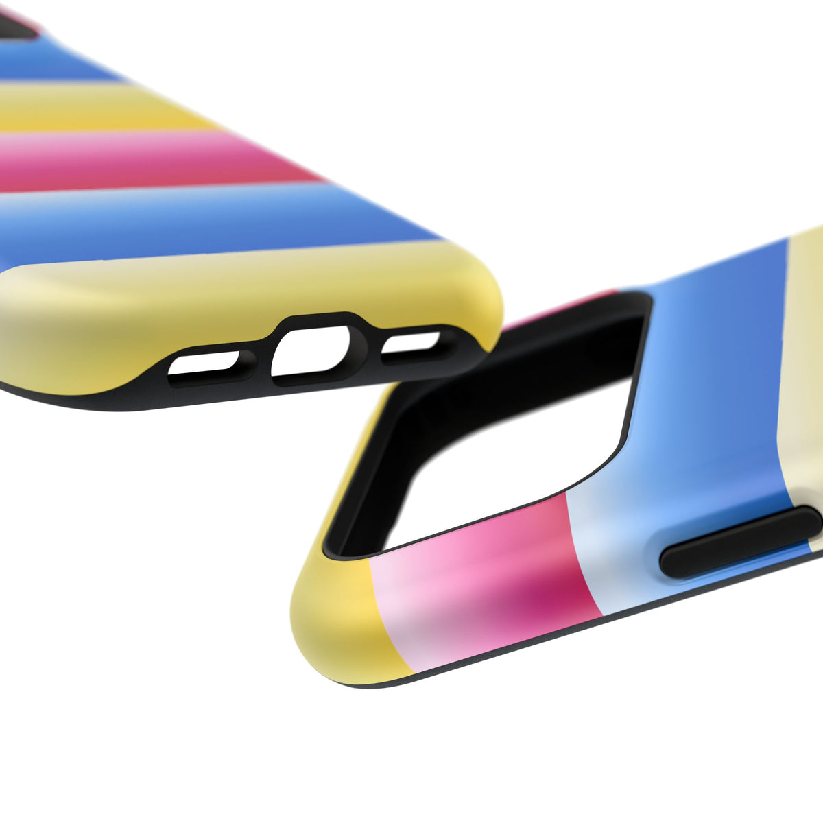 Striped Magnetic Impact-Resistant Phone Case — Colorful Pink Blue Yellow Protection