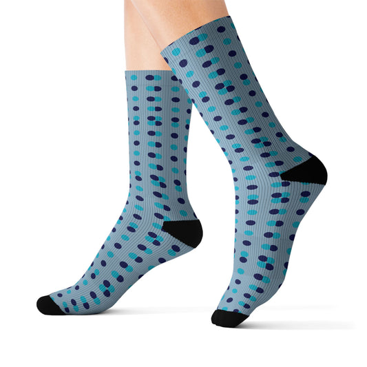 Blue Polka Dot Sublimation Socks — Lightweight Comfortable Crew Socks