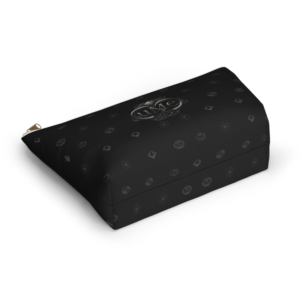 Black Luxe Logo Accessory Pouch — UME T-Bottom Cosmetic Bag