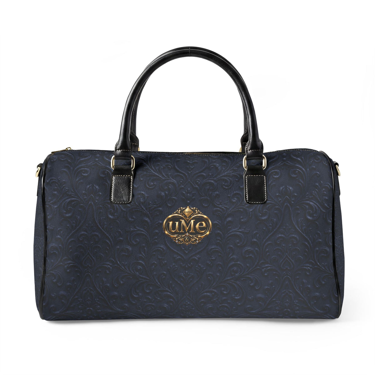 Navy Faux Leather Travel Duffle Bag — 'uMe' Weekend Carryall
