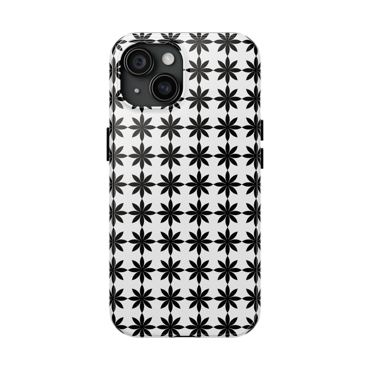 Tough Phone Case — Black & White Geometric Star Pattern