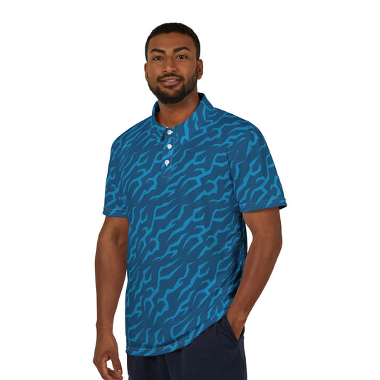 Blue Wave Camo Polo – Men's AOP Golf & Resort Polo Shirt